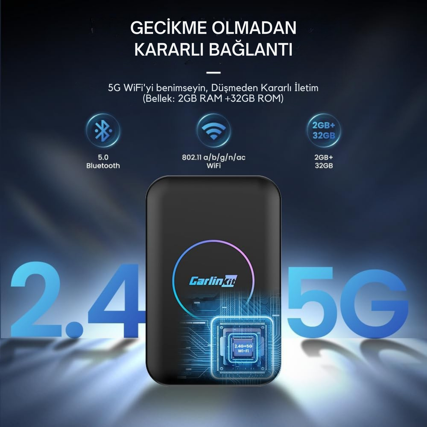 3-in-1 Video Destekli Kablosuz CarPlay & Android Auto Smart AI Box Netflix&Youtube Destekli