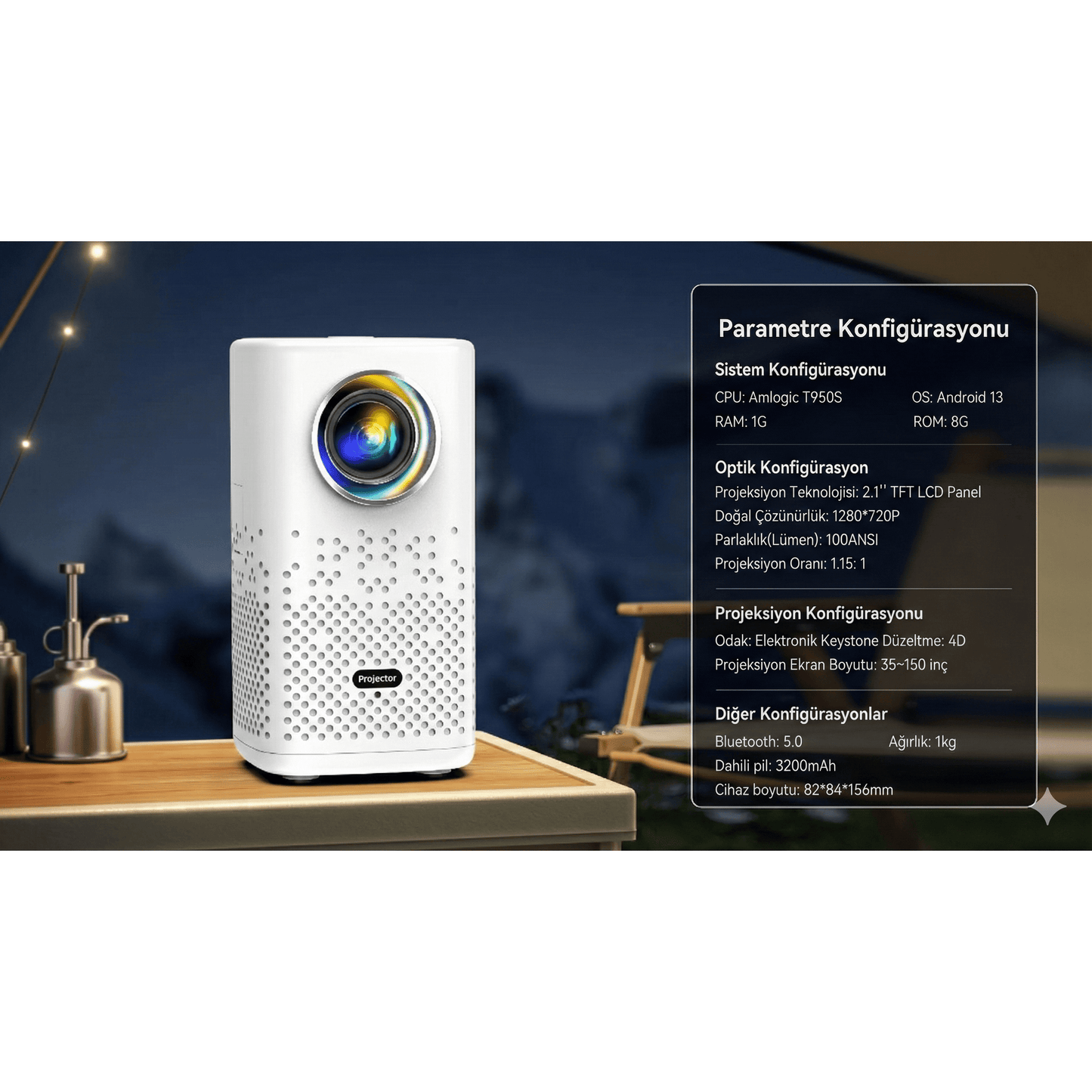 Teknomie Nova Go Mini Projeksiyon Cihazı