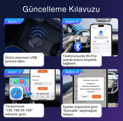 CarlinKit Ultra Mini – Kablosuz CarPlay & Android Auto Adaptörü | Tak-Çalıştır, Bluetooth & Wi-Fi Destekli, Araç Ekranında Spotify, Haritalar ve Çağrı Kontrolü
