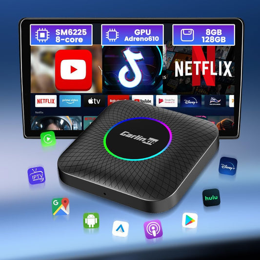 Carlinkit Ai Box Ambient 8GB/128GB – Android 13 Akıllı Araç Kutusu | Kablosuz CarPlay & Android Auto, YouTube • Netflix • TikTok • Google Play Destekli, 4G + Wi-Fi, 8 Çekirdek, 8 GB RAM + 128 GB ROM