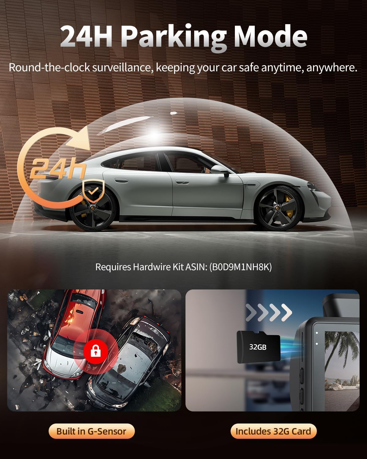 Araç İçi Kamera – Çift Kameralı Dashcam, 360° Döner İç Kamera, IR Gece Görüşü, Park Modu, HDR, G-Sensor, Mobil Uygulama Destekli Araç Kamerası