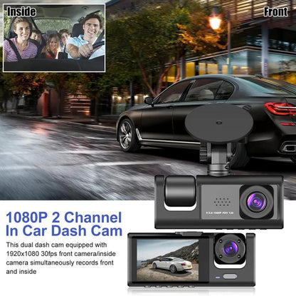 Dual Lens Araç İçi Kamera 1080P Full HD Dash Cam – Ön + İç Kamera, Gece Görüşlü, G-Sensör, Park Modu, WiFi Destekli Araç Kamerası