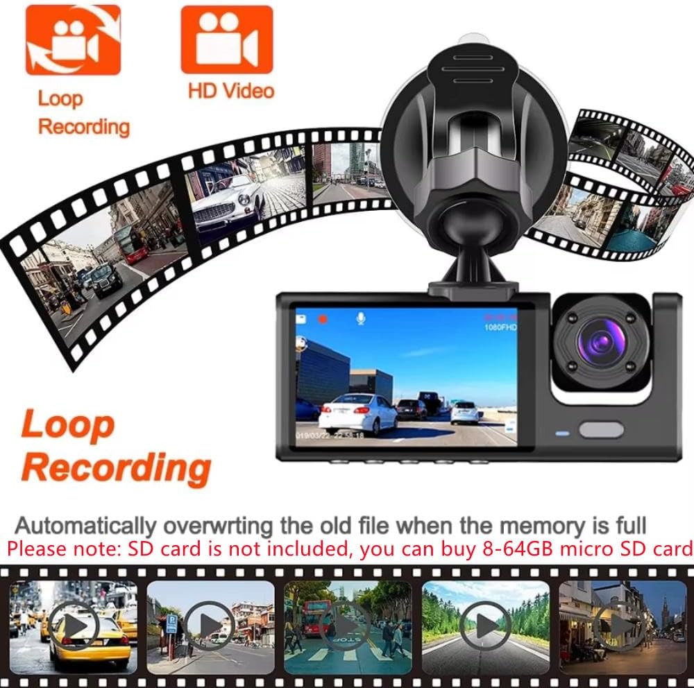 Dual Lens Araç İçi Kamera 1080P Full HD Dash Cam – Ön + İç Kamera, Gece Görüşlü, G-Sensör, Park Modu, WiFi Destekli Araç Kamerası