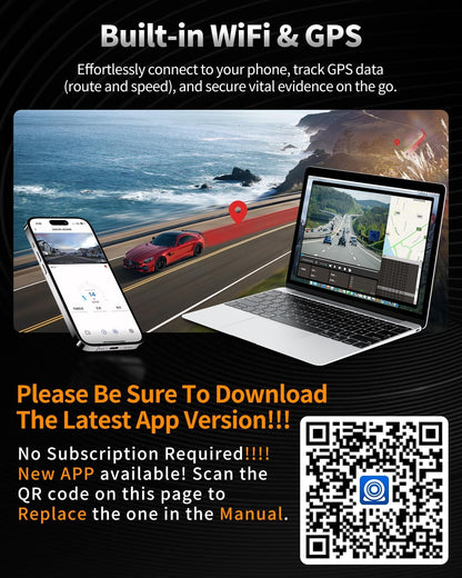 Araç İçi Kamera – Çift Kameralı Dashcam, 360° Döner İç Kamera, IR Gece Görüşü, Park Modu, HDR, G-Sensor, Mobil Uygulama Destekli Araç Kamerası