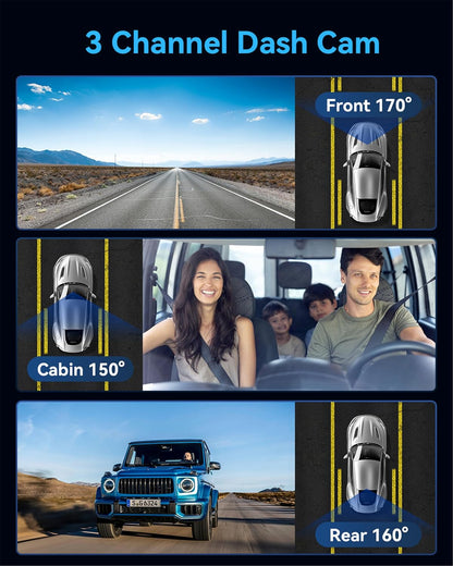4K Ultra HD 3 Kanallı Araç Kamerası - 360° Ön, İç ve Arka Koruma