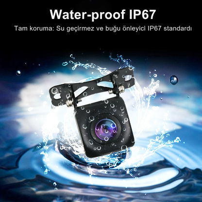 9.66" Kablosuz Apple CarPlay & Android Auto Dikiz Aynası Kamera – Çift Kamera, 2K+1080P Kayıt, G-Sensör, Gece Görüşü, Park Modu, Dokunmatik IPS Ekran