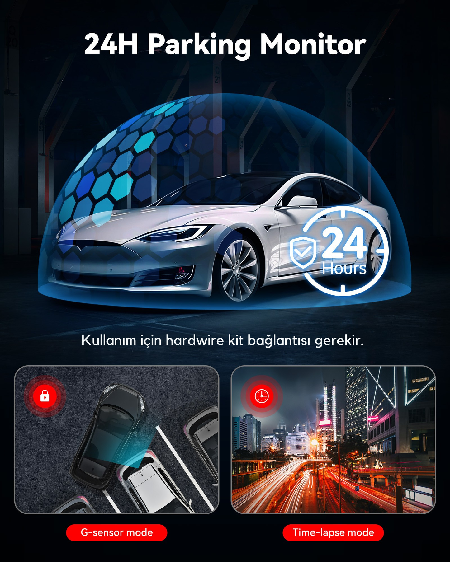 Teknomie 4 Kanallı Full HD Araç Kamerası - 360° Tam Koruma & Wi-Fi Uygulama Destekli