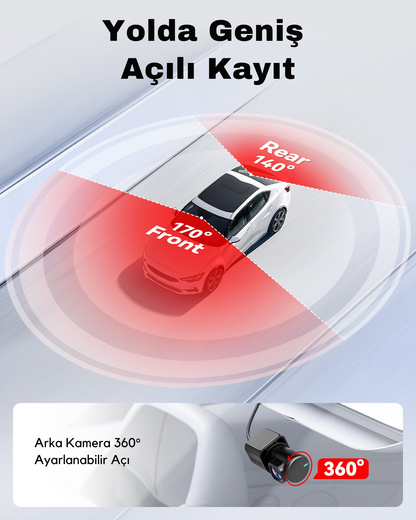 Teknomie 4 Kanallı Full HD Araç Kamerası - 360° Tam Koruma & Wi-Fi Uygulama Destekli