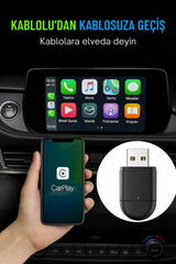 Mini 2'in1 Kablosuz CarPlay & Android Auto Adaptör