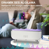 Denizanası Ve Volkan Efektli Hava Nemlendirici Aroma Difüzör 300ml Ses Sensörlü Rgb Işıklı