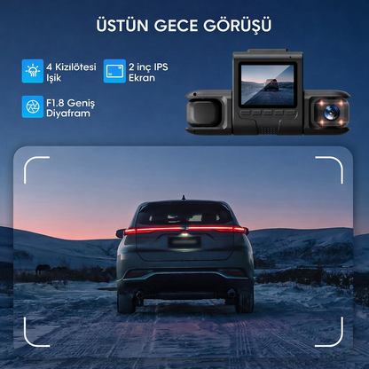 Teknomie 4 Kanallı Full HD Araç Kamerası - 360° Tam Koruma & Wi-Fi Uygulama Destekli