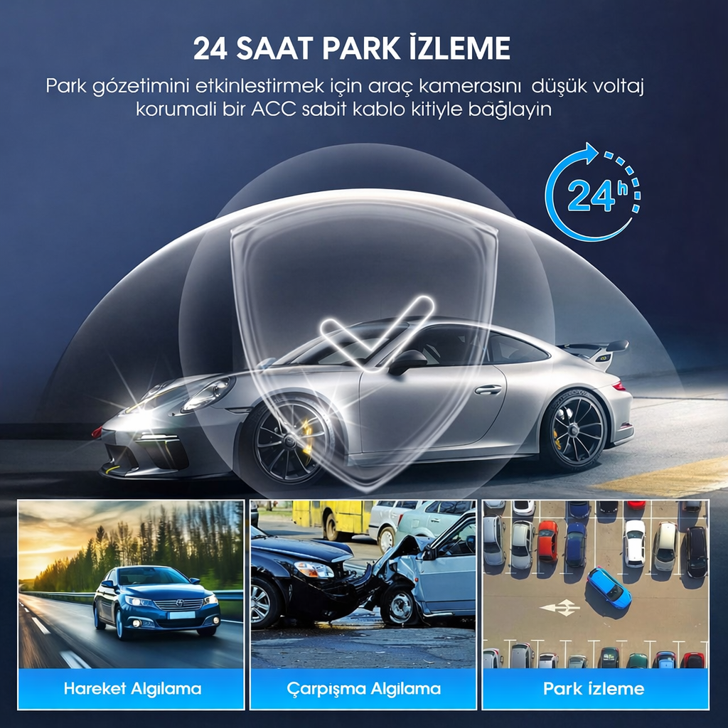 Teknomie 4 Kanallı Full HD Araç Kamerası - 360° Tam Koruma & Wi-Fi Uygulama Destekli